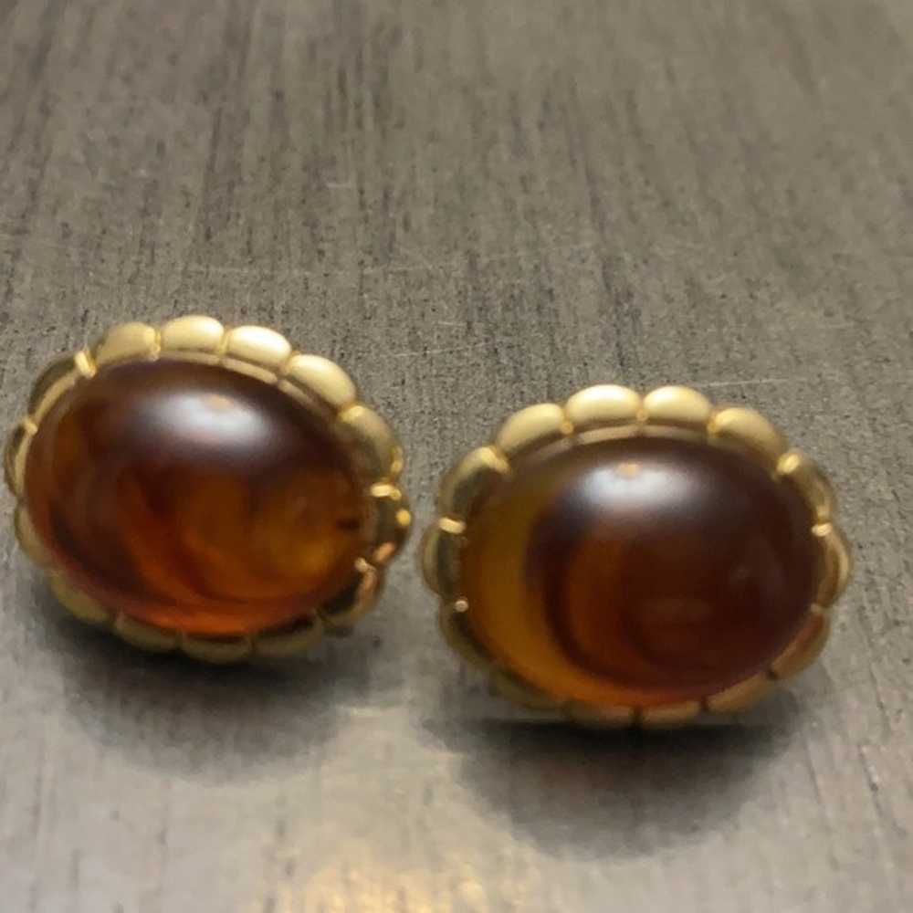 Vintage earrings with gold and like tiger eyes - image 2