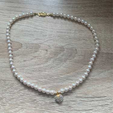 Pearl Necklace w Heart - image 1