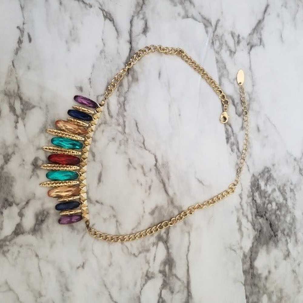 Vintage Multicolor Chain Fringe Necklace - image 2