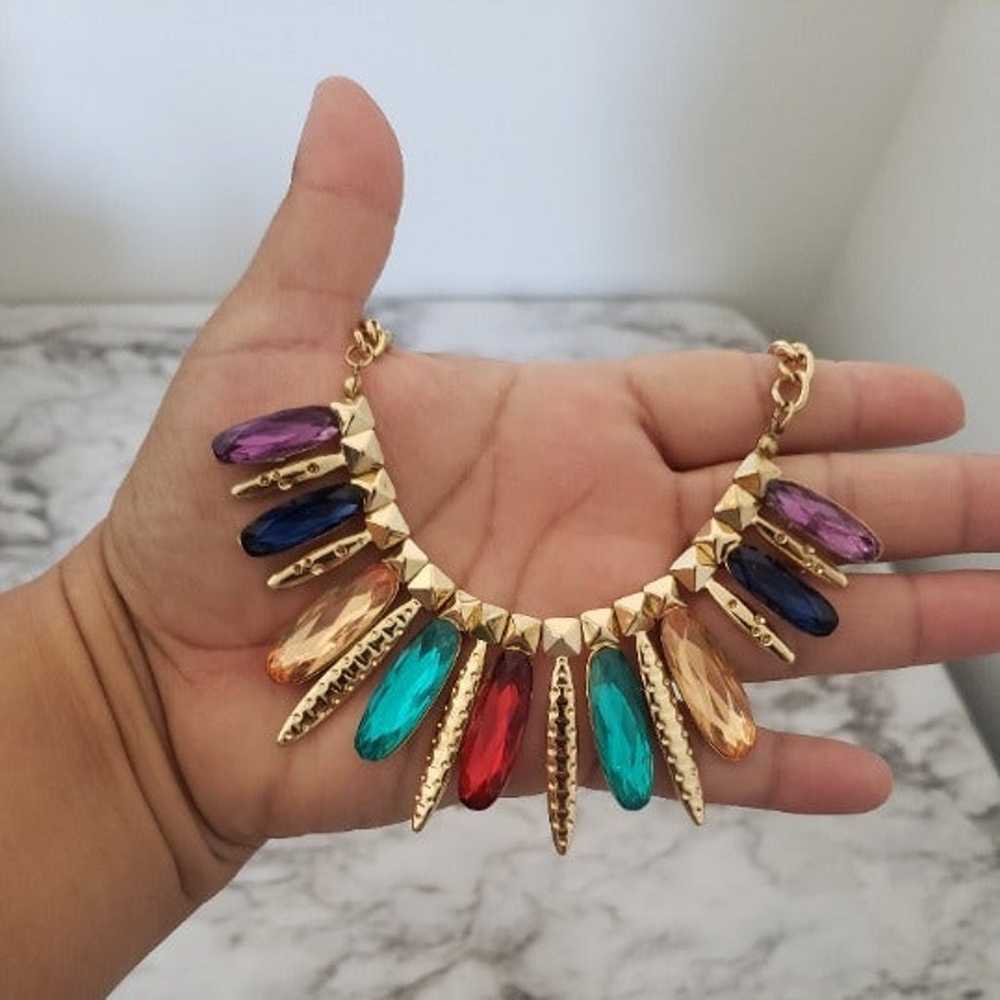 Vintage Multicolor Chain Fringe Necklace - image 7