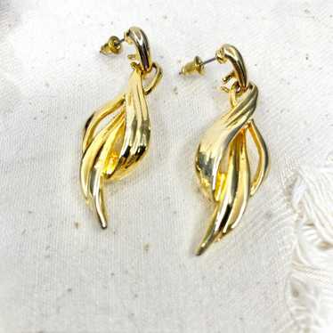 80s vintage goldtone post earrings - image 1