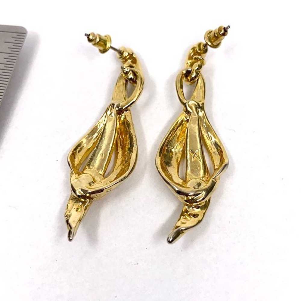 80s vintage goldtone post earrings - image 3