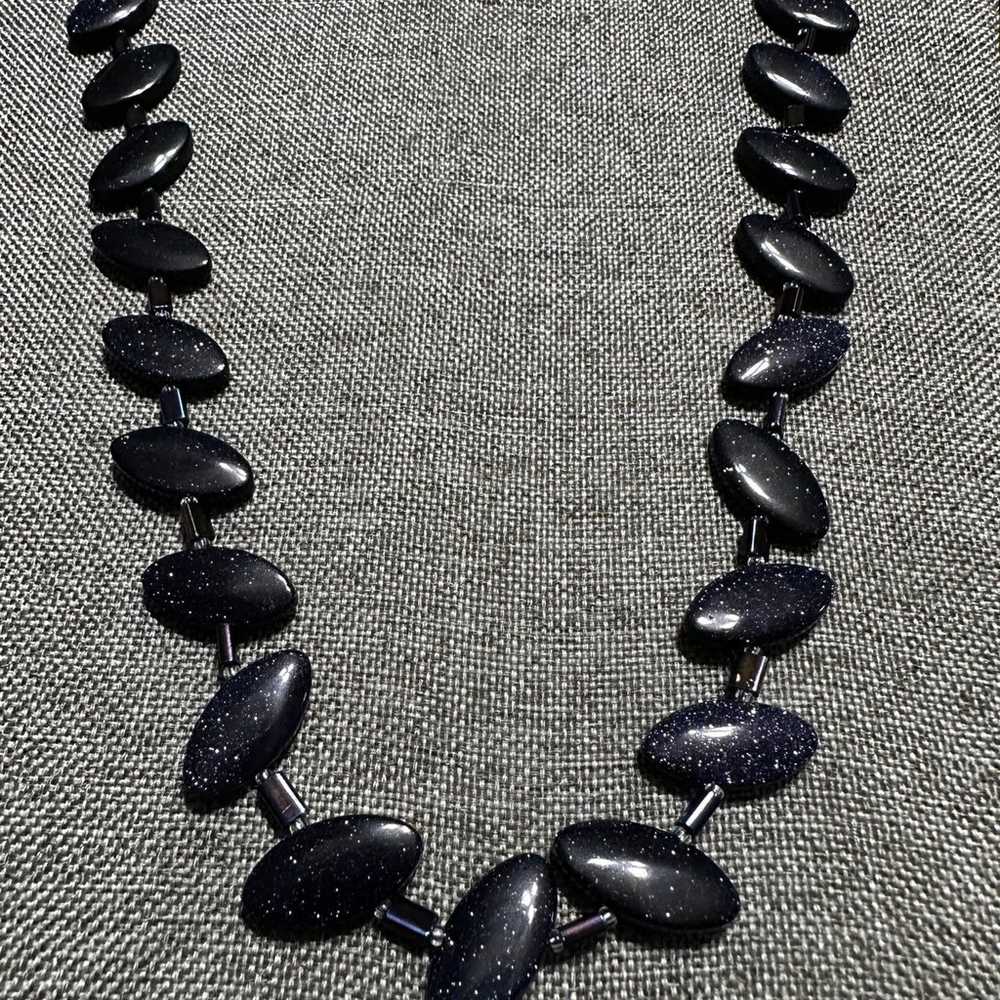 Vintage Blue Goldstone Necklace - image 1