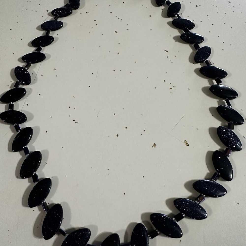 Vintage Blue Goldstone Necklace - image 3