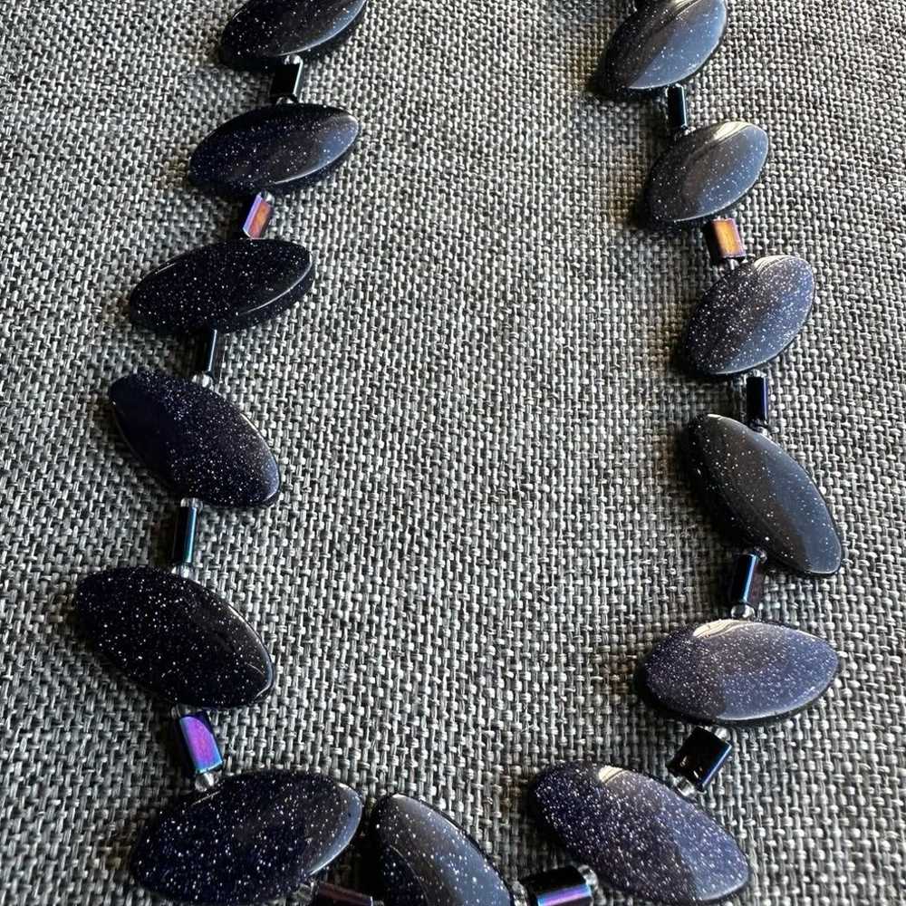 Vintage Blue Goldstone Necklace - image 4