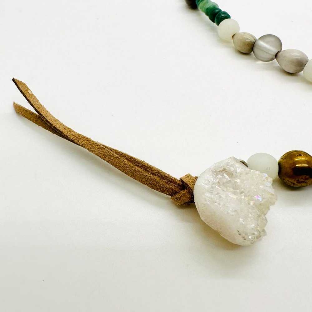 Vintage Druzy Pendant Bead Necklace - image 9