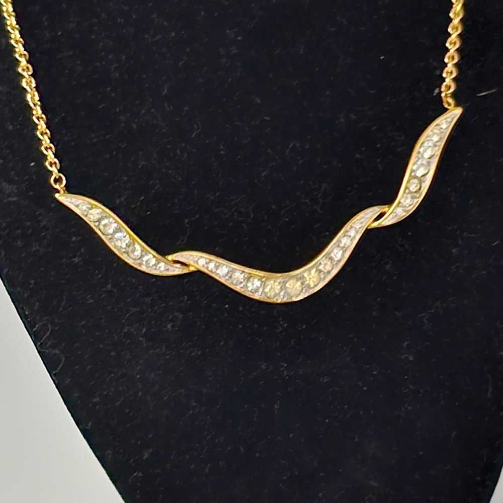 Monet Vintage Gold-tone Chain with a Rhinestone R… - image 2