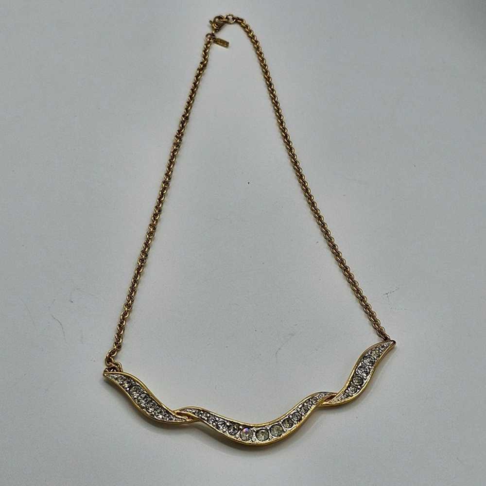 Monet Vintage Gold-tone Chain with a Rhinestone R… - image 3