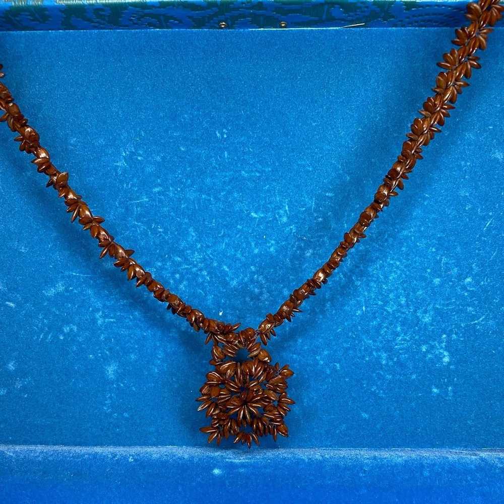Apple Seed Necklace Koa Hawaiian Vintage Long Bea… - image 3