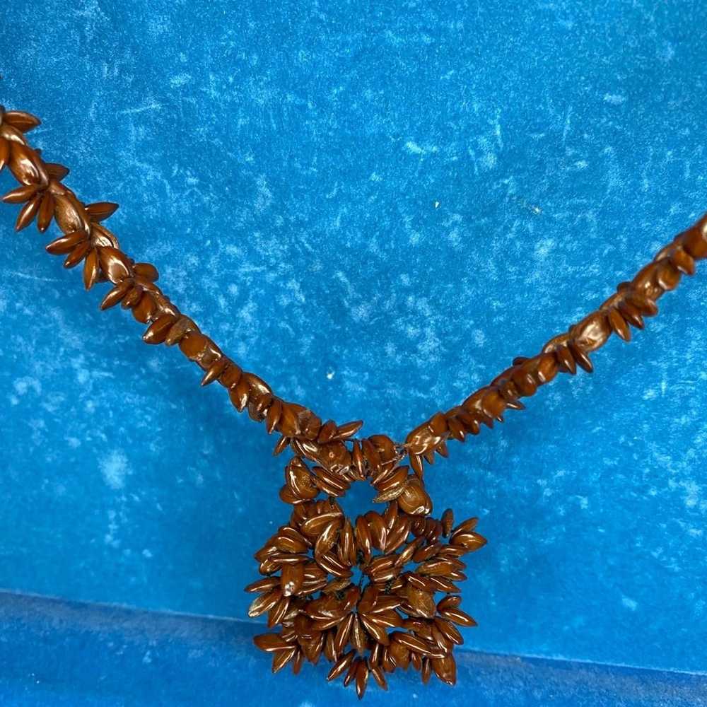 Apple Seed Necklace Koa Hawaiian Vintage Long Bea… - image 7