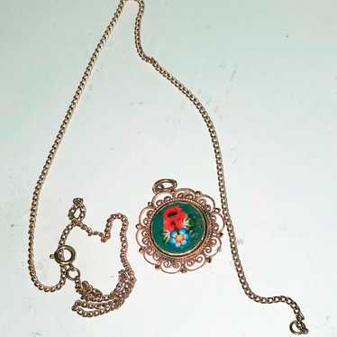 Vintage Italian mosaic flower necklace - image 1