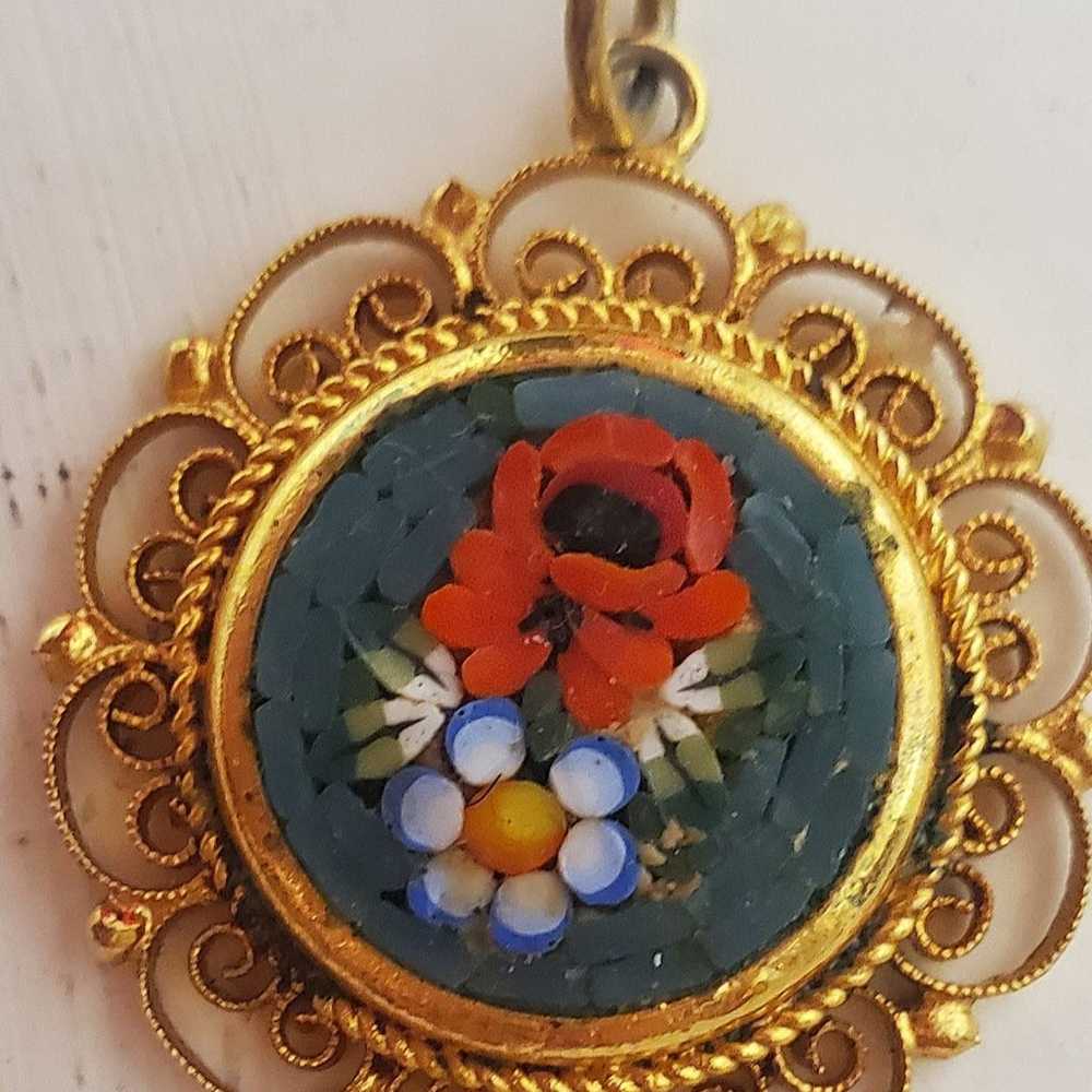 Vintage Italian mosaic flower necklace - image 2