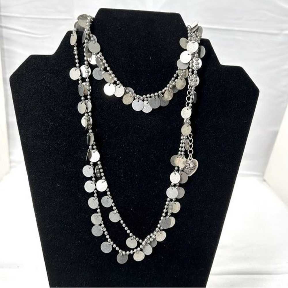 Vintage Betsey Johnson Silver Dangly Sequin Long … - image 2