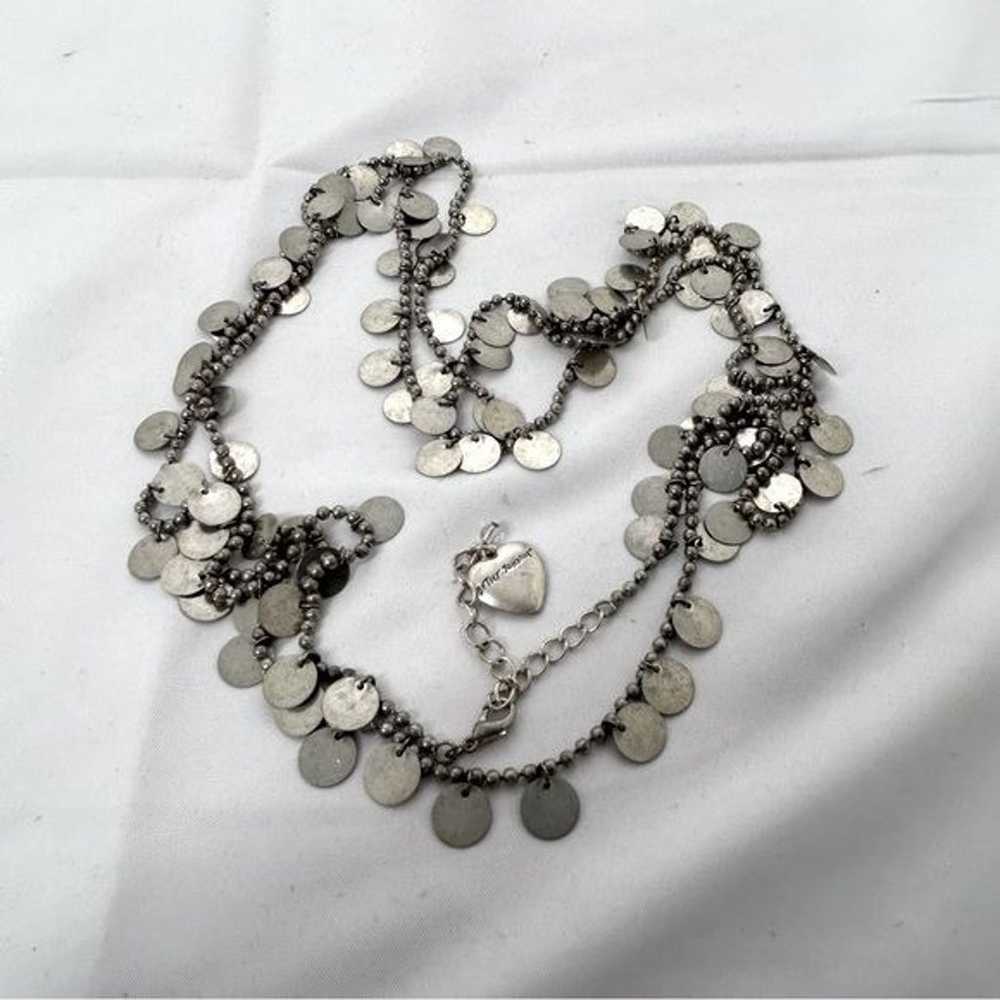 Vintage Betsey Johnson Silver Dangly Sequin Long … - image 5
