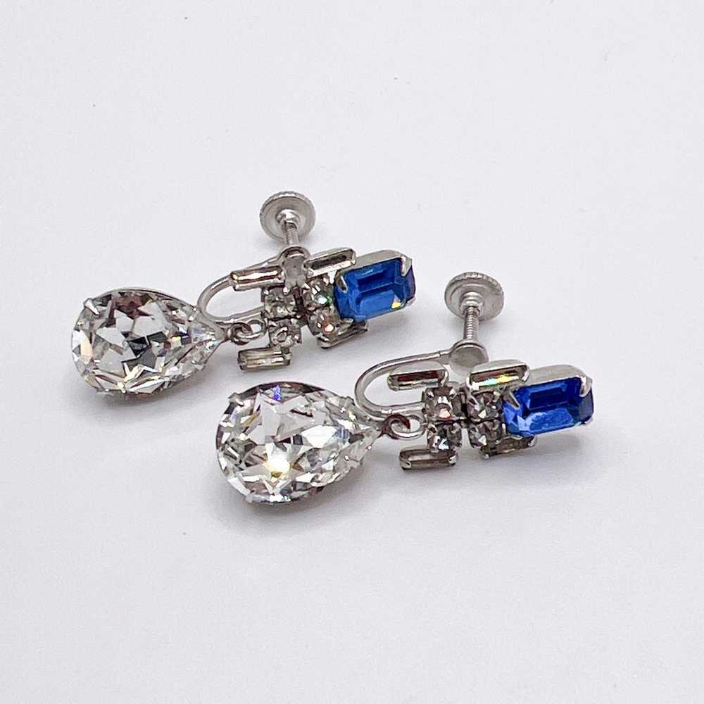 Vintage Bridal Rhinestone Drop Earrings - image 4
