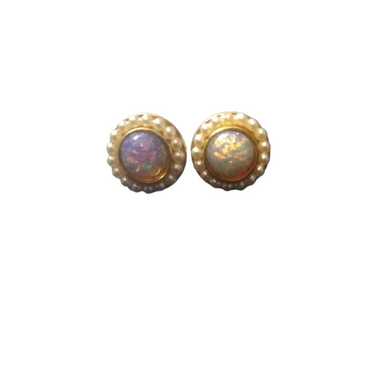 Small Vintage Faux Pearl Designer Clip-on Earring… - image 1