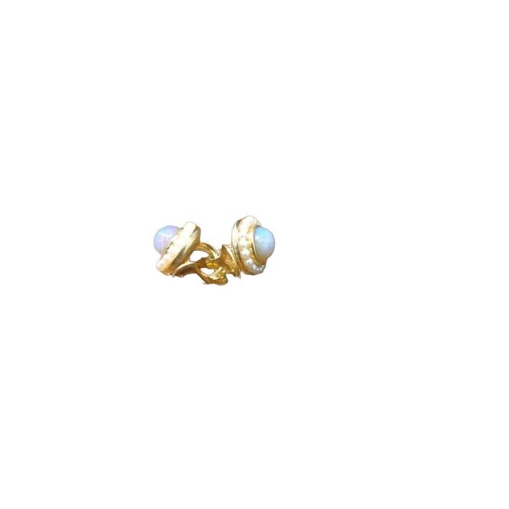 Small Vintage Faux Pearl Designer Clip-on Earring… - image 4