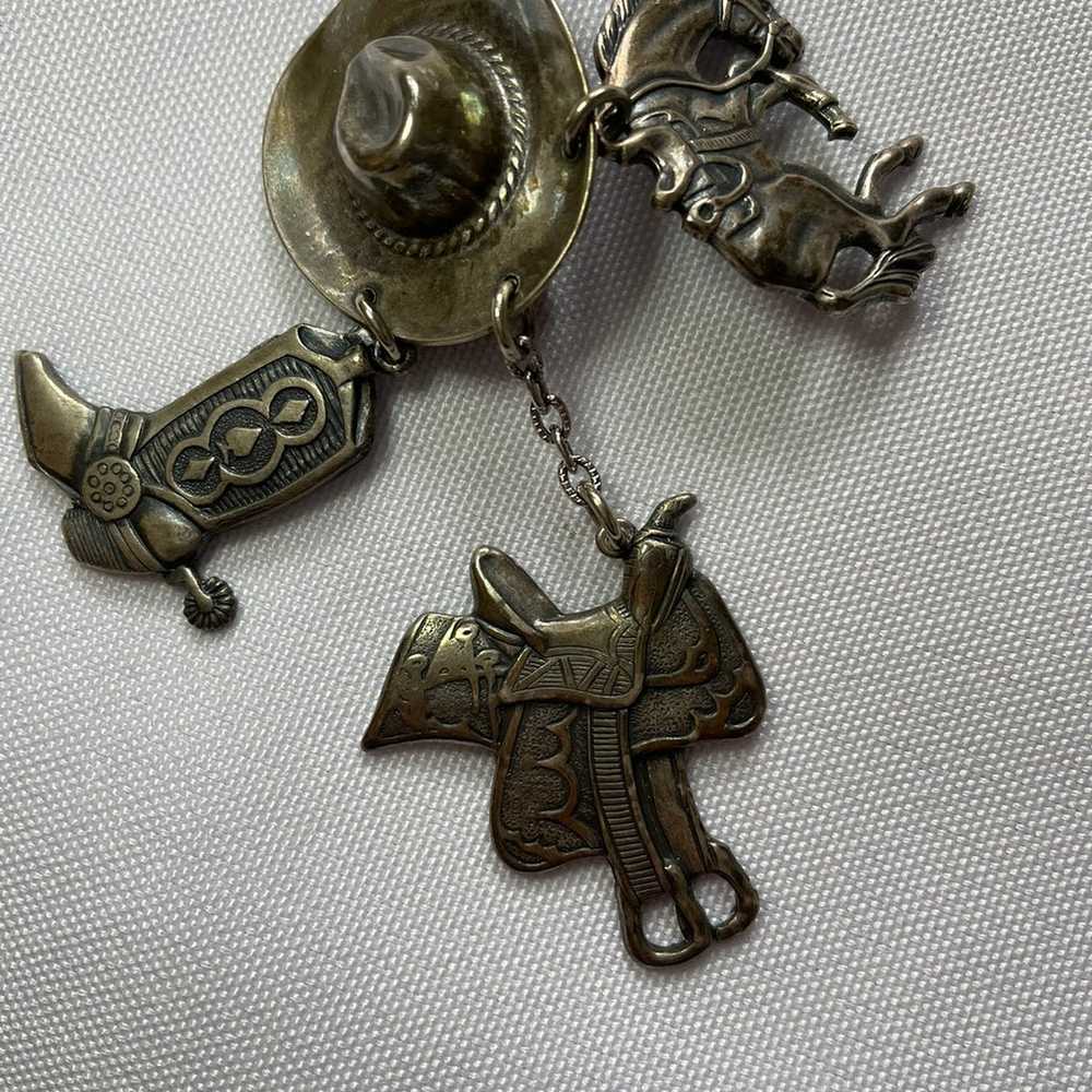 Vintage Southwestern Cowboy Dangly Clip On Earrin… - image 4