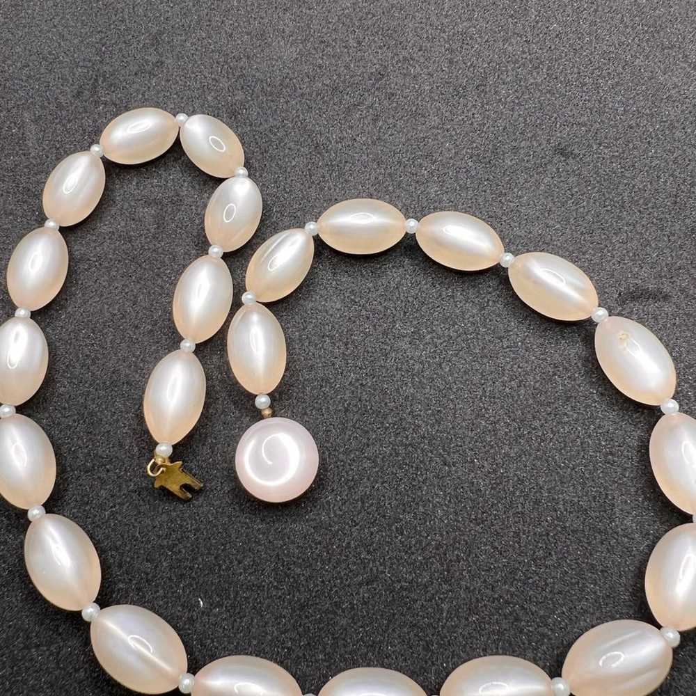 Vintage Moonglow Lucite Necklace Off White Signed… - image 7