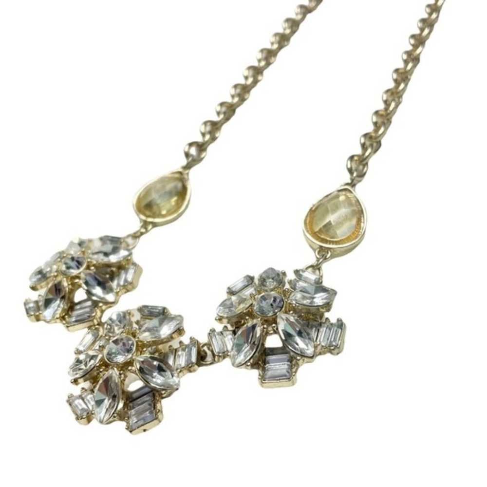 Vintage Floral Crystal Baguette Gold Tone Stateme… - image 2