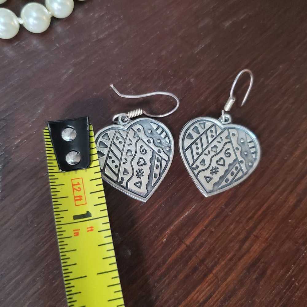 Large .925 Sterling Silver Heart Shaped Embossed … - image 6