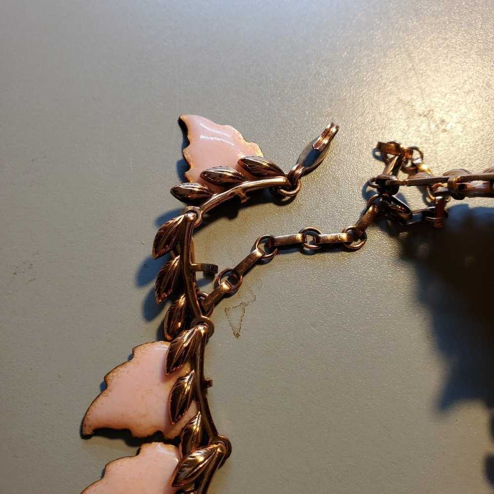 Vintage matisse renour copper leaf necklace - image 3