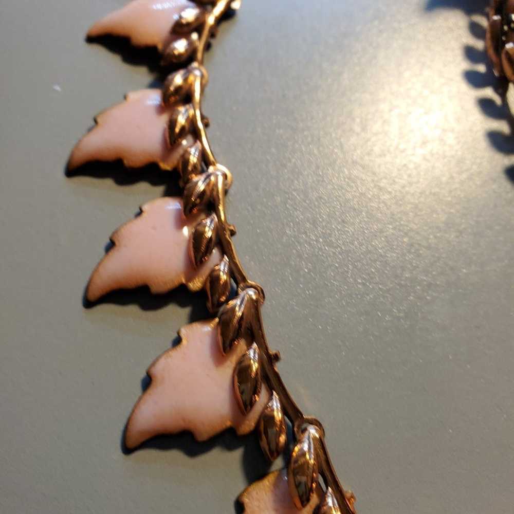 Vintage matisse renour copper leaf necklace - image 4