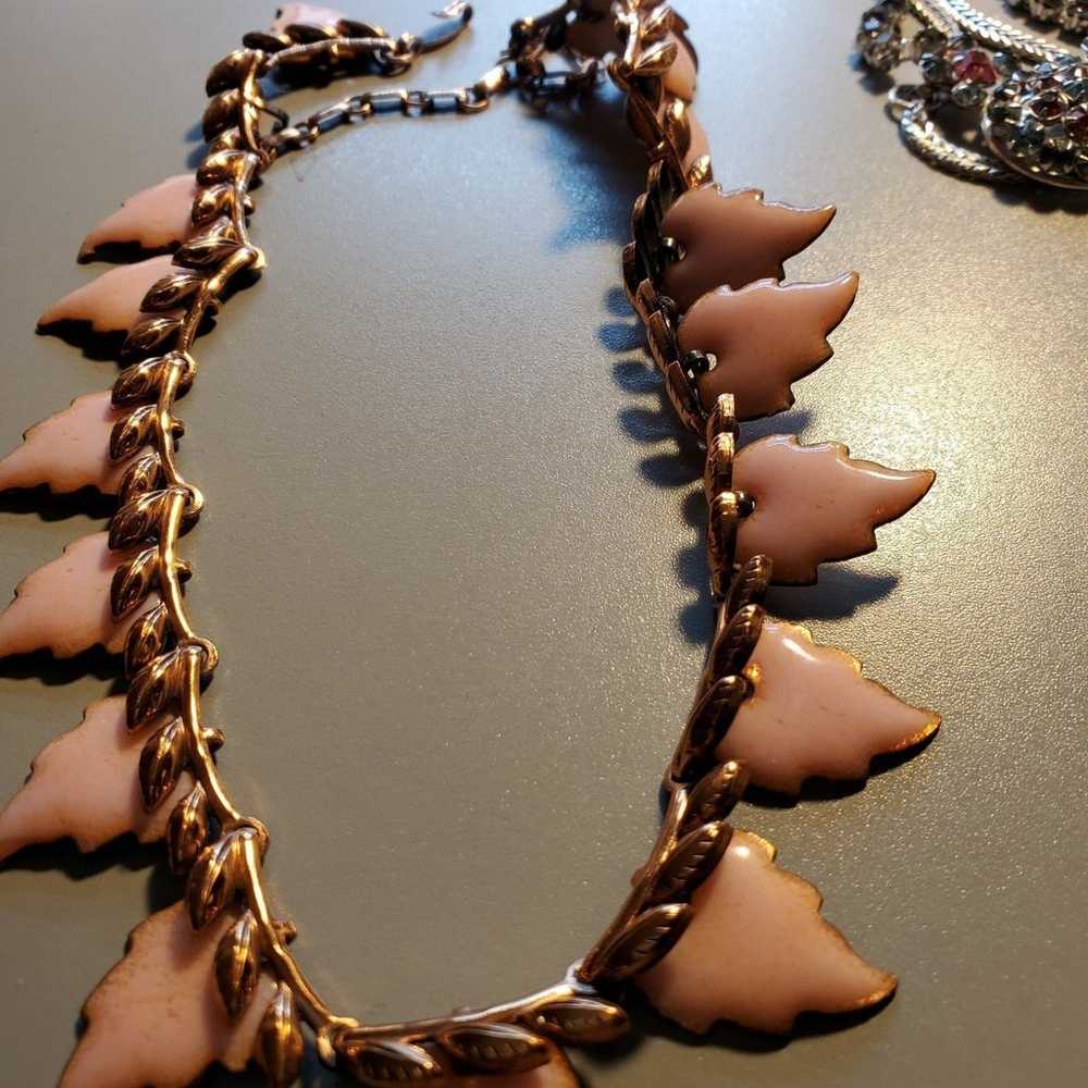 Vintage matisse renour copper leaf necklace - image 5