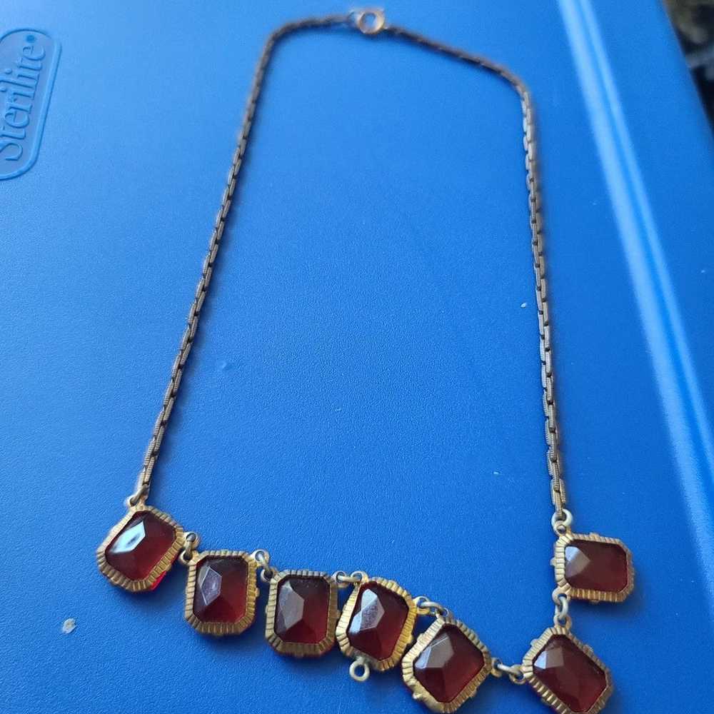 Vintage red stone Victorian necklace - image 11