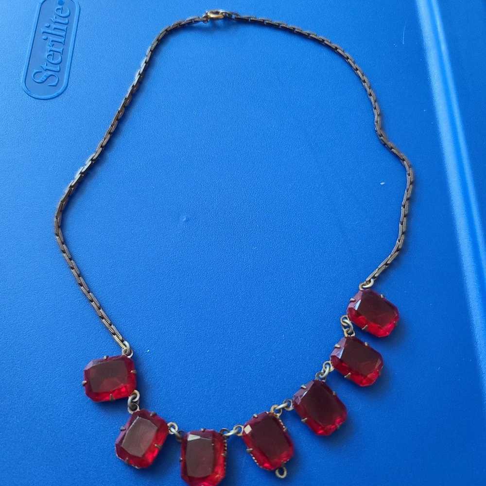 Vintage red stone Victorian necklace - image 3
