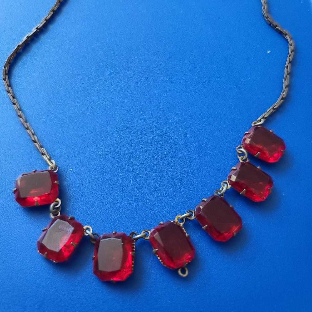 Vintage red stone Victorian necklace - image 4