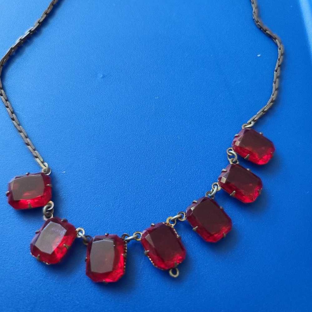Vintage red stone Victorian necklace - image 5