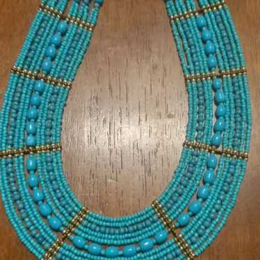 Vintage Beaded Turquoise Necklace - image 1