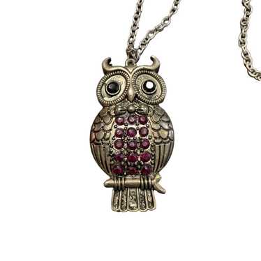 Silver Owl Pendant Necklace - image 1