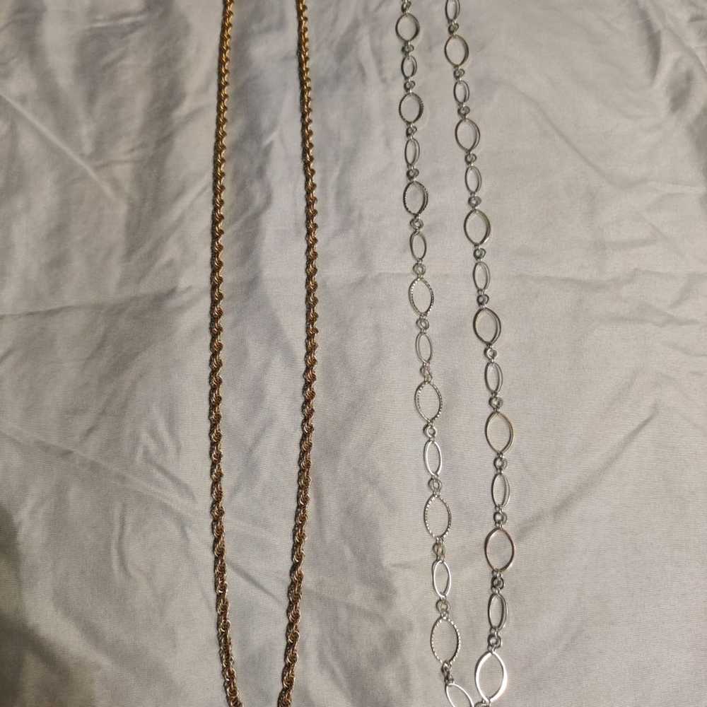 Two Long Necklaces Gold and Silver - image 1