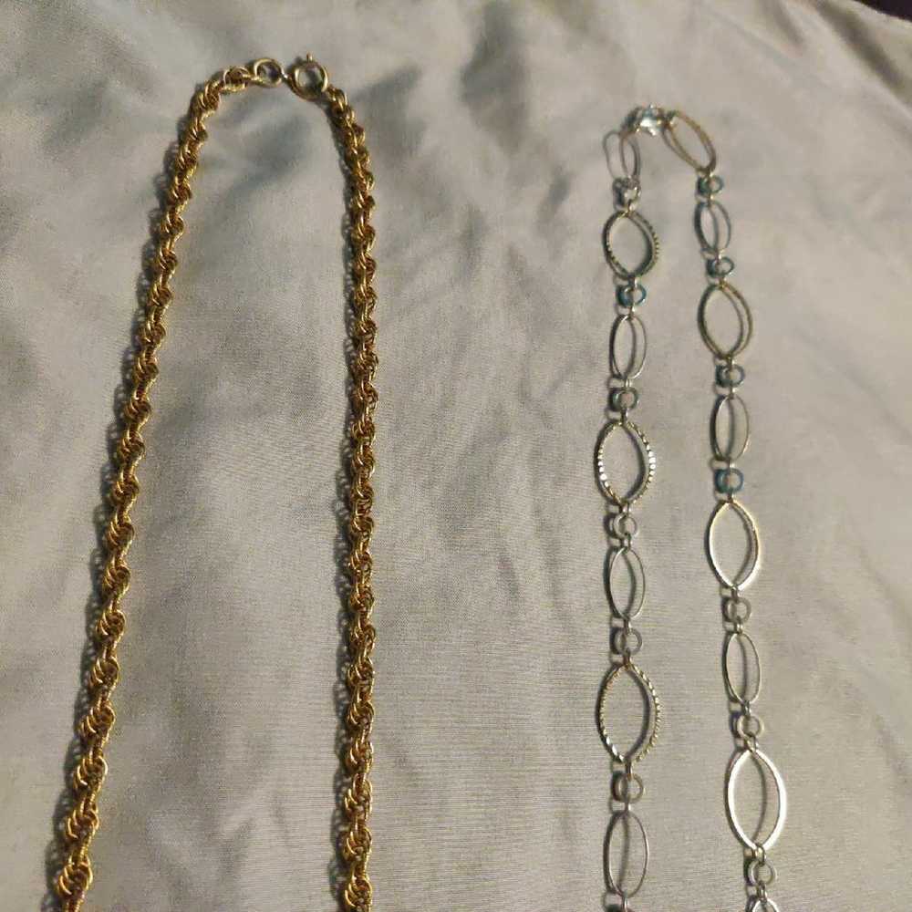 Two Long Necklaces Gold and Silver - image 3