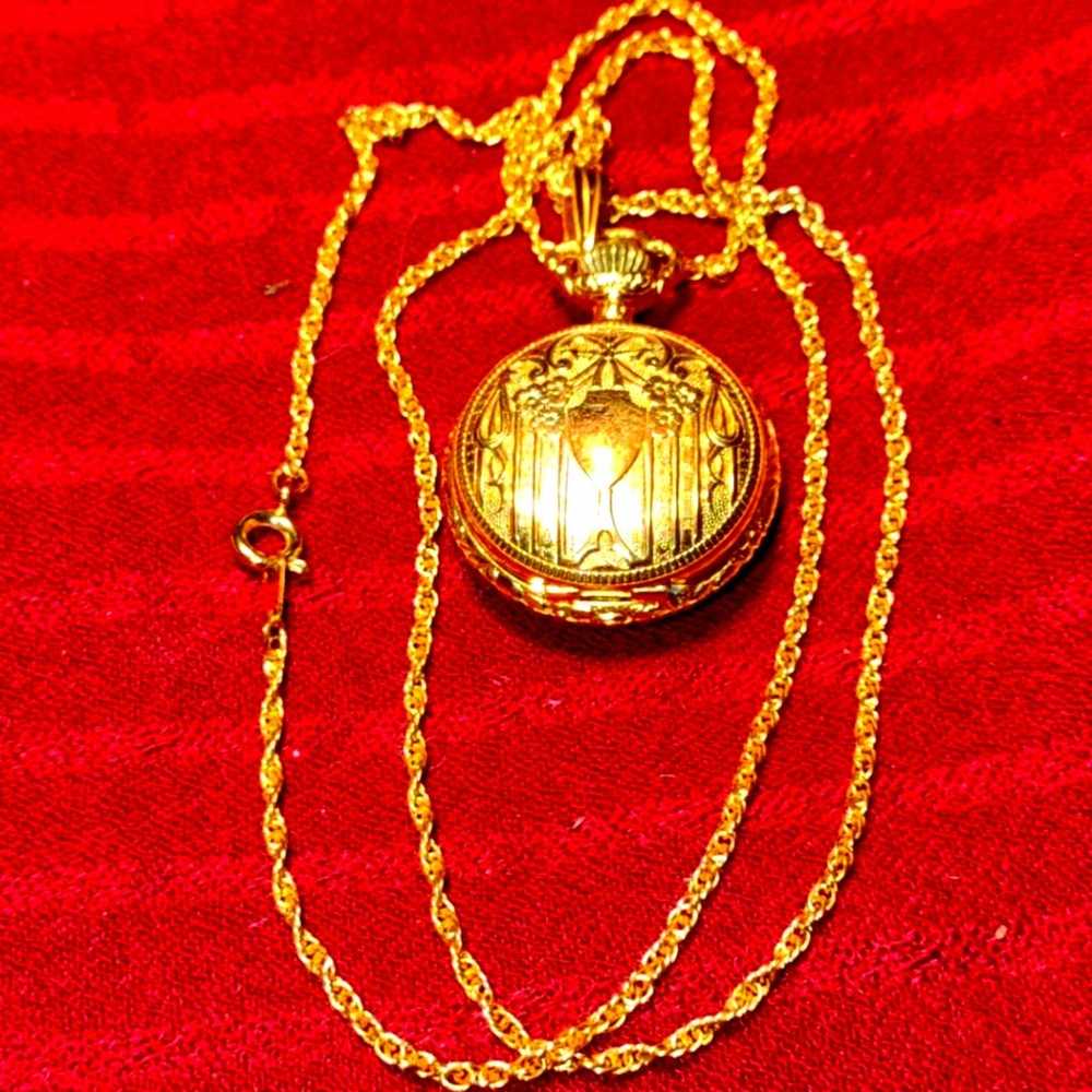 Gorgeous Vintage Gold Necklace Watch - image 1