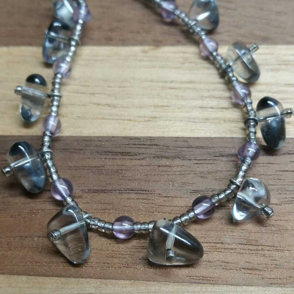 Liz Claiborne beaded necklace faux smokey quartz - image 1