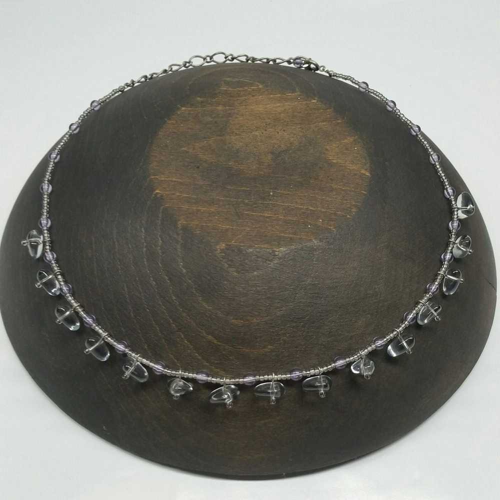 Liz Claiborne beaded necklace faux smokey quartz - image 2