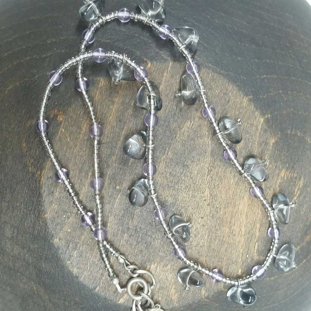 Liz Claiborne beaded necklace faux smokey quartz - image 6