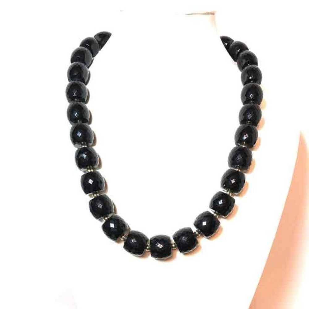 Vintage black faceted statement necklace - image 2