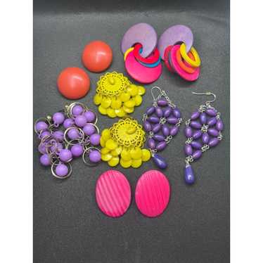 Lot of 6 Vintage Colorful Pierced Earring Lot