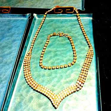 ~Vtg~Rhinestone Necklace & Bracelet Lot