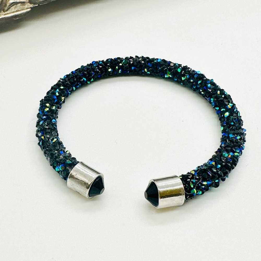 Vintage pave dust double crystal open cuff bracel… - image 3