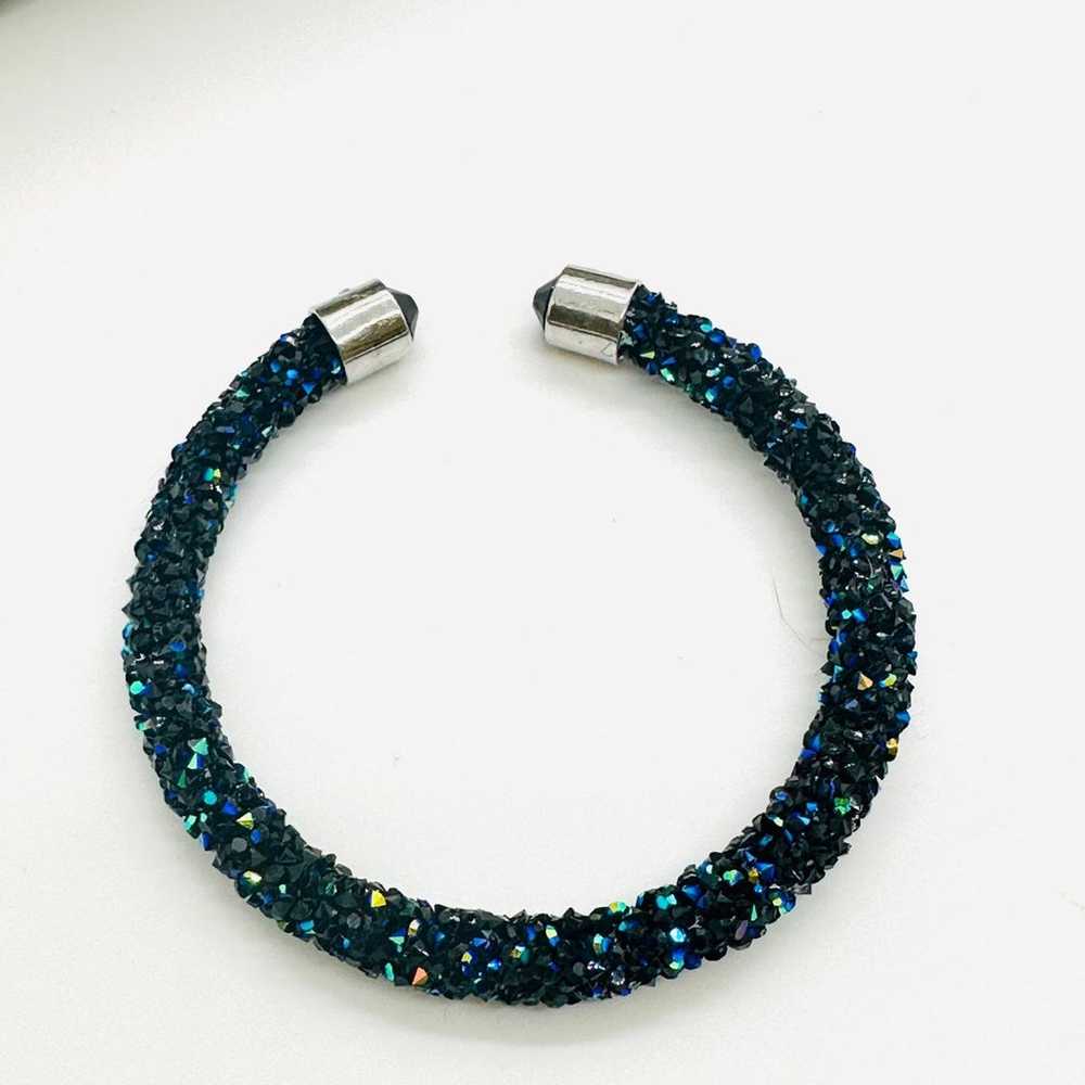 Vintage pave dust double crystal open cuff bracel… - image 4