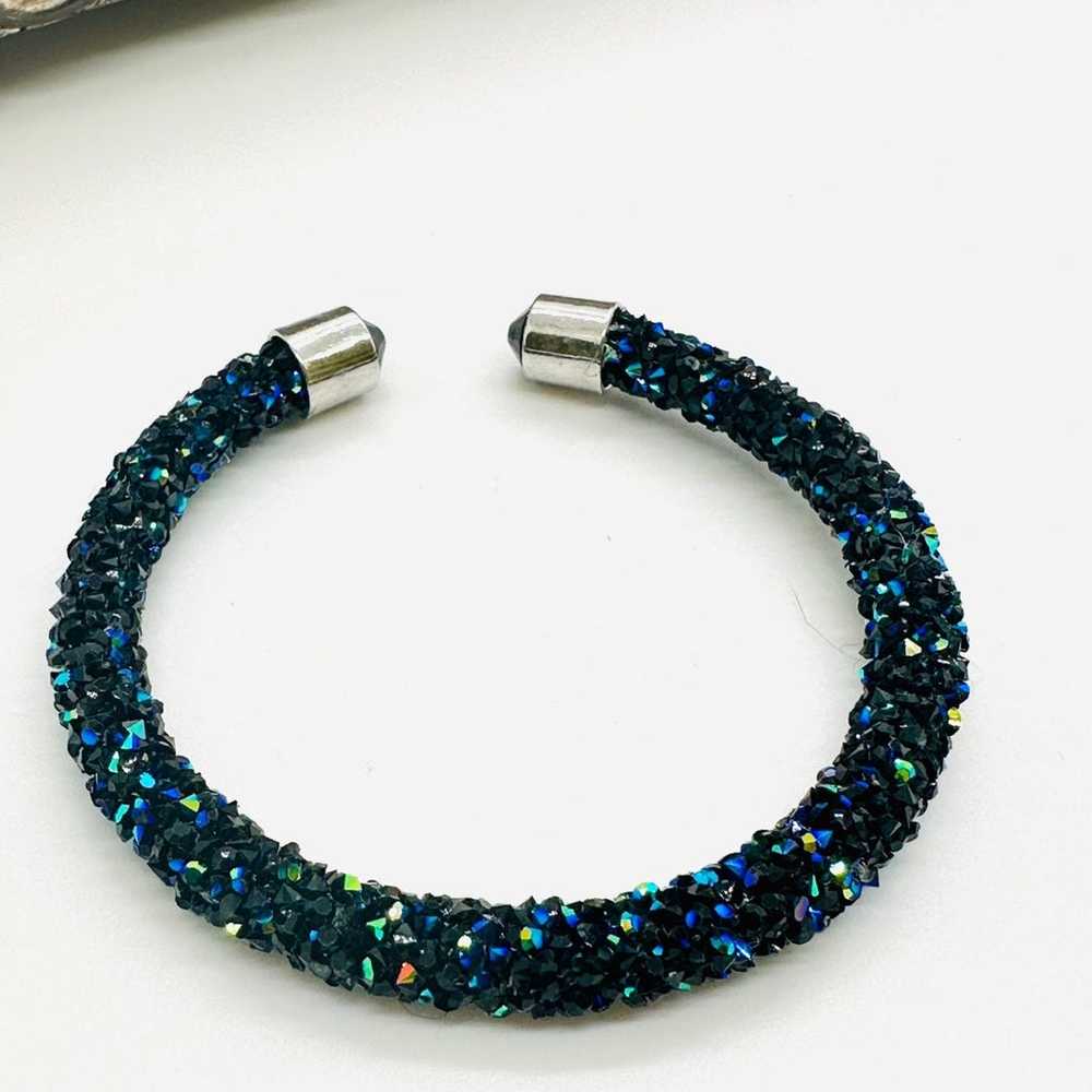 Vintage pave dust double crystal open cuff bracel… - image 5