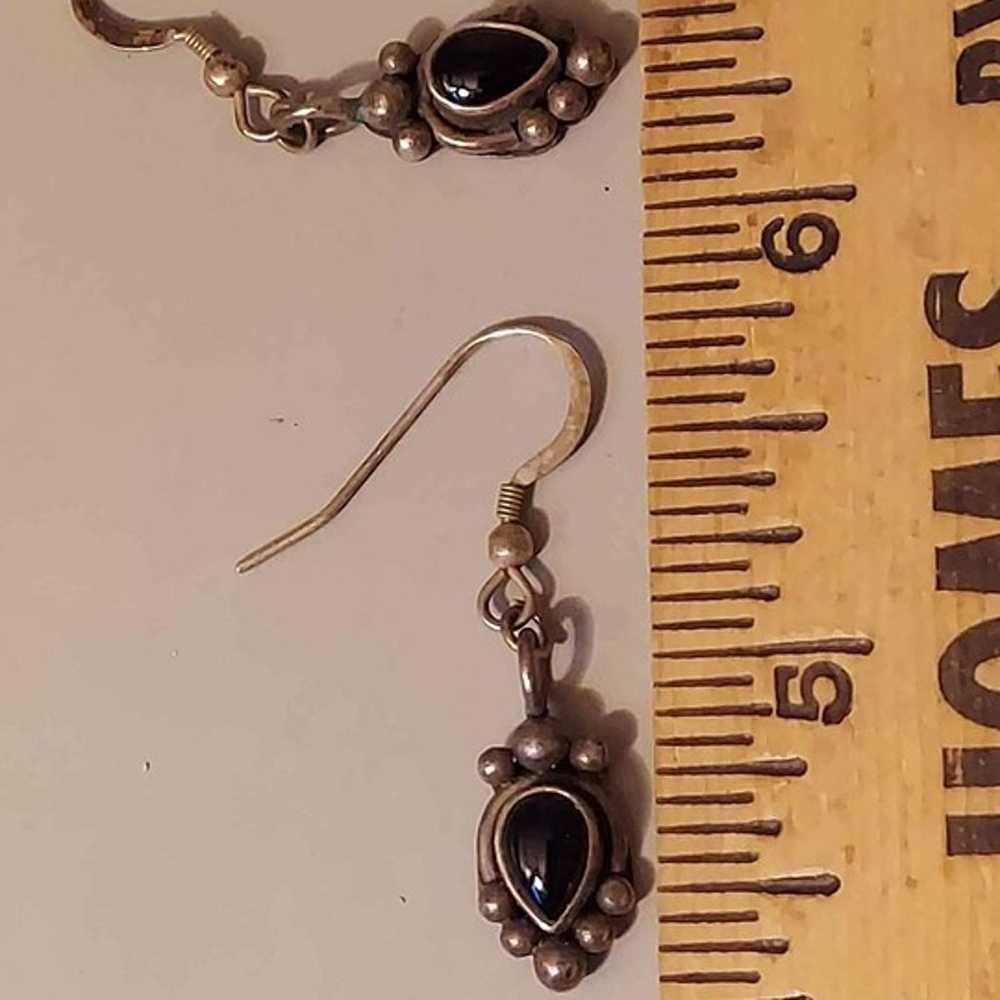 Vintage Sterling Black Onyx Earrings - image 6