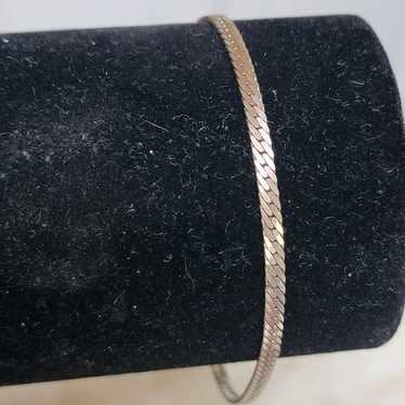 bracelet. Gold tone herringbone vintage Estate Je… - image 1