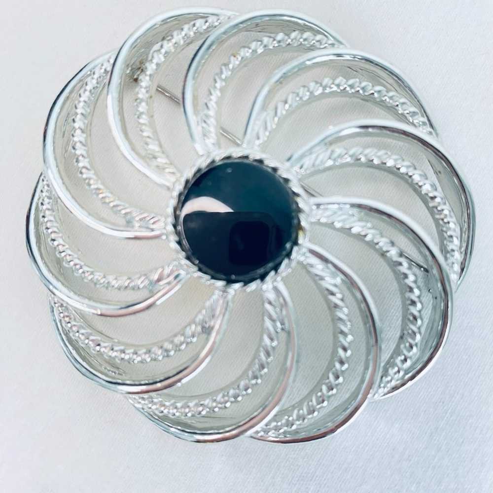 Sarah Coventry 1966 Silver Tone Swirl Brooch And … - image 2