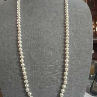 Vintage long Glass faux pearl Statement necklace